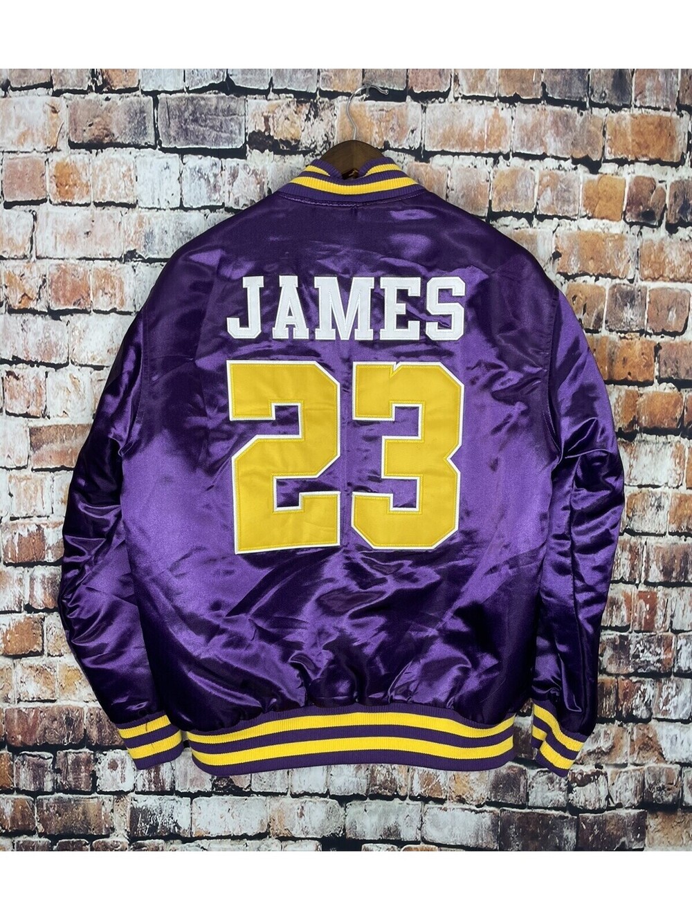 LeBron James Headgear Classics Crenshaw Satin Bomber Starter Jacket LARGE Lakers
